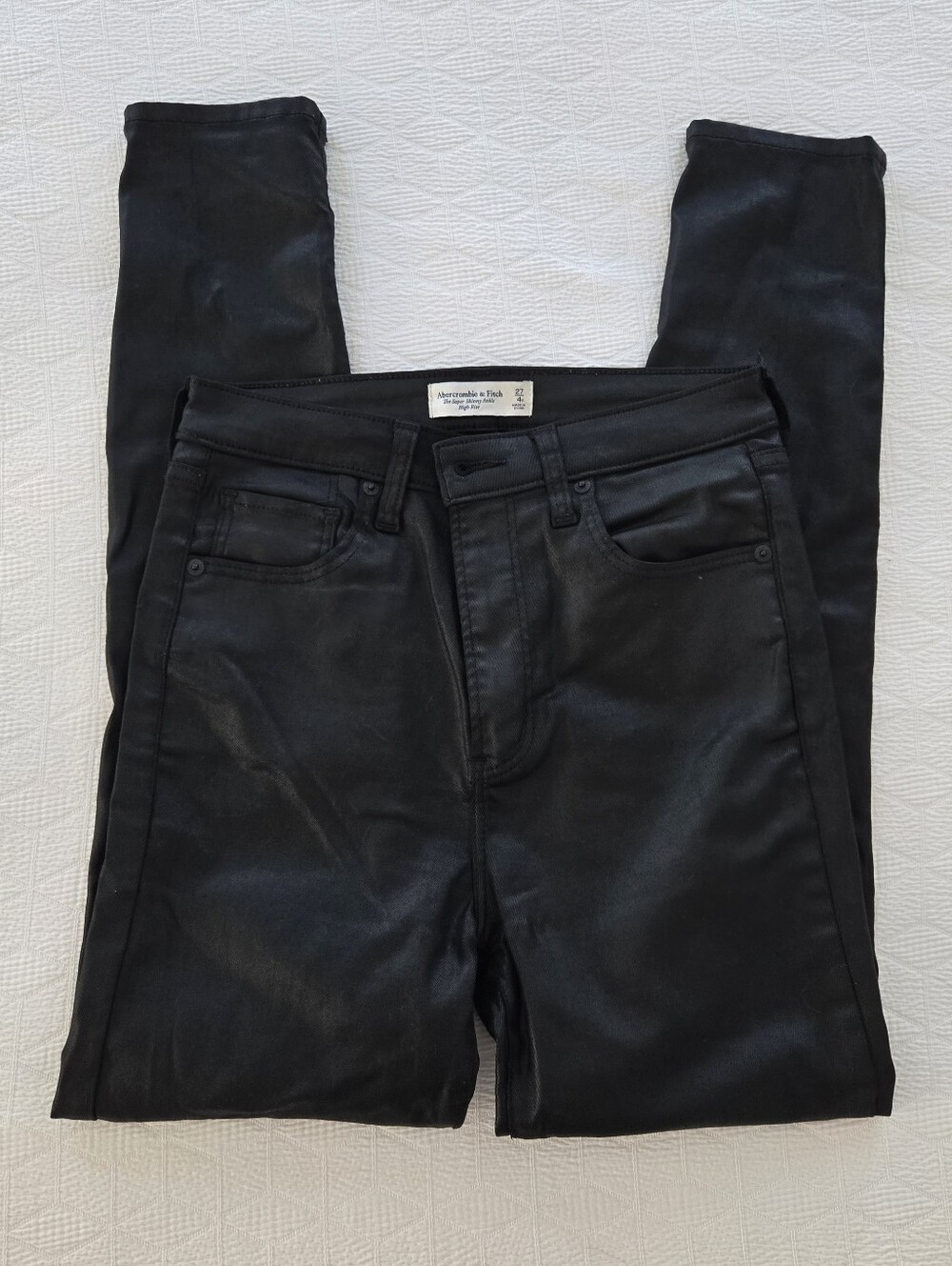 Abercrombie & Fitch Black Super Skinny Ankle High Rise Coated Jeans 27 / 4